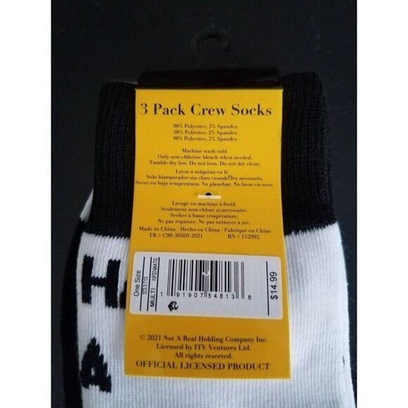 Schitt's Creek 3 Pk Unisex One Size Socks Funny Quotes Red, White & Black - Picture 7 of 8